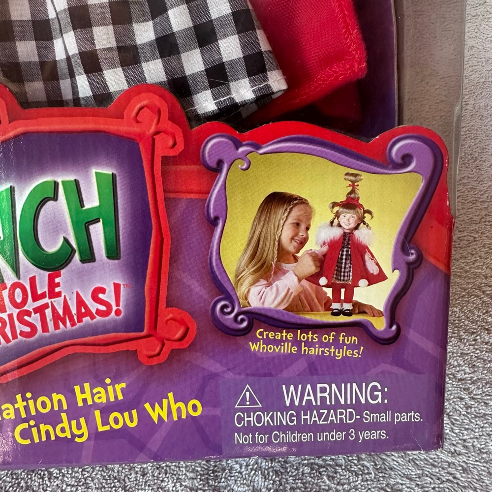NIB VTG 2000 Playmates Dr Seuss The Grinch Whobilation Hair Cindy Lou Who Doll - Picture 3 of 15